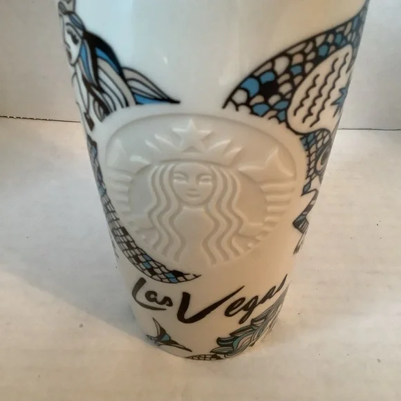 Starbucks 2015 Las Vegas Siren Mermaid Ceramic Mug Travel Tumbler 12 oz. - Picture 2 of 10